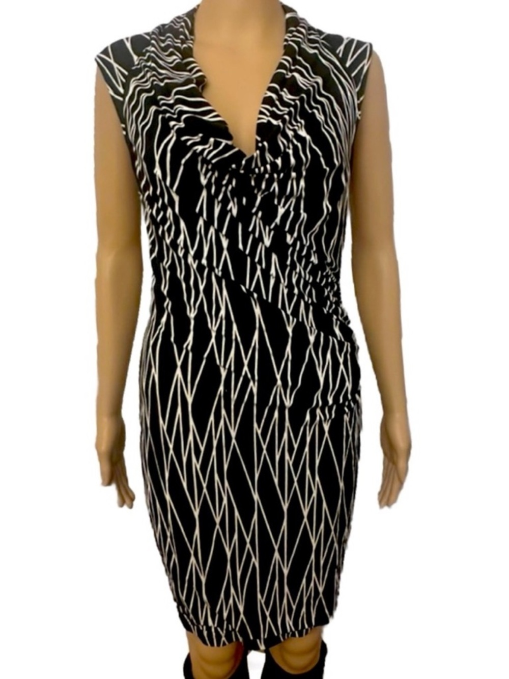 Tart Black & White Cowl Neck Midi Dress